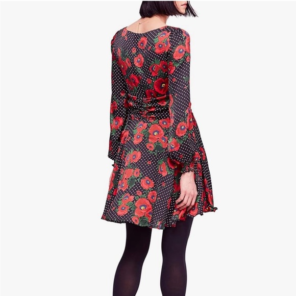 Free People Women's Morning Light Floral Print Ruched Casual Dress Mini Size 0 - Picture 3 of 15